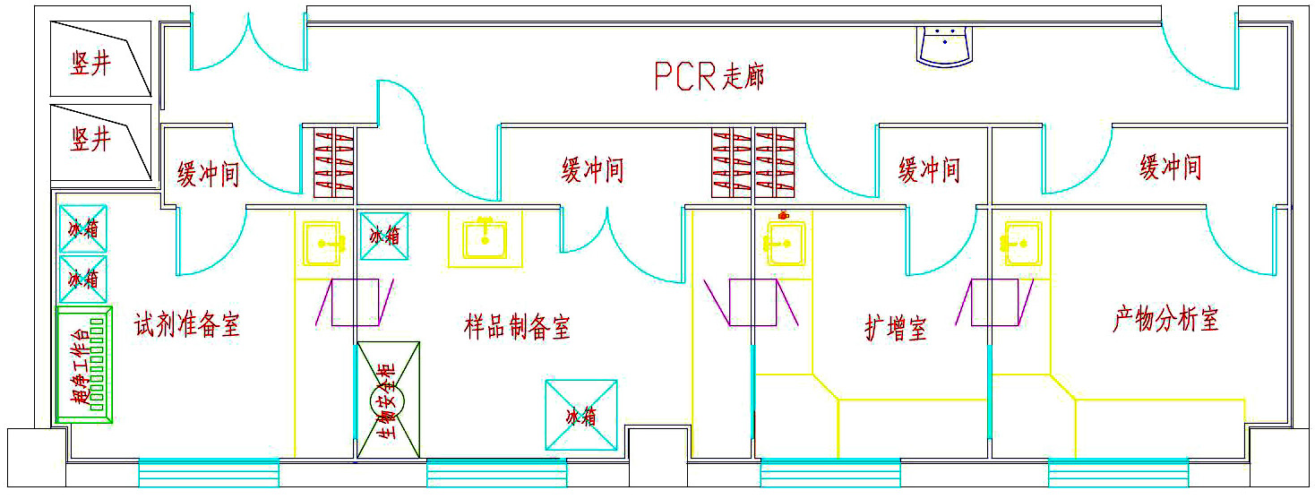 PCR实验室平面布置图